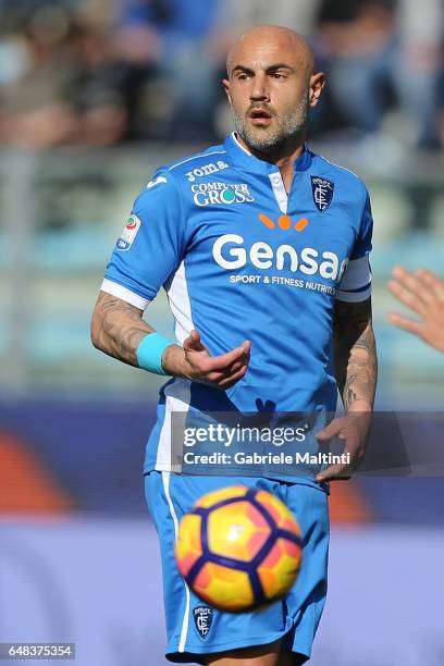 Massimo Maccarone of Empoli FC reacts during the Serie A match between Empoli FC and Genoa CFC at Stadio Carlo Castellani on March 5, 2017 in Empoli,...