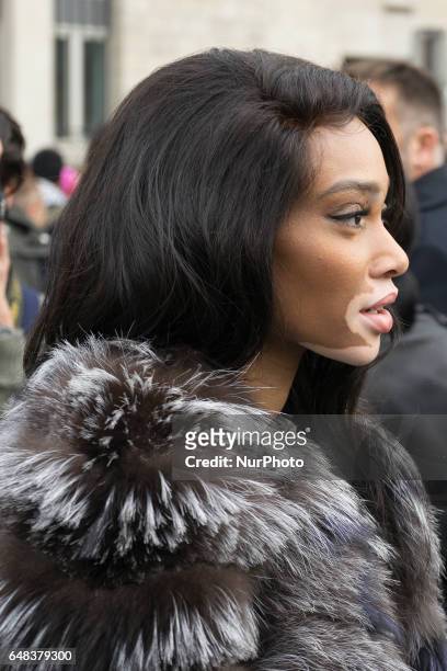 Model Winnie Harlow attends the Dior Fashion Show Week Fall/Winter 2017/18 on March 3, 2017 in Paris, France.