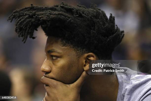 Elfrid Payton of the Orlando Magic looks on against the Washington Wizards during the first half at Verizon Center on March 5, 2017 in Washington,...