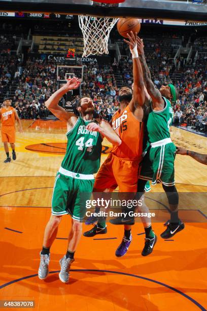 Alan Williams of the Phoenix Suns shoots the ball during the game against the Boston Celtics on March 5, 2017 at U.S. Airways Center in Phoenix,...