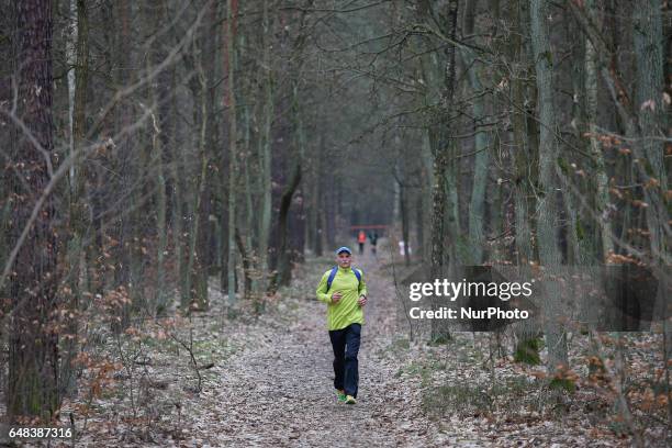 People are seen participating in the City Trail run on 5 March, 2017. The run is organized in 12 different cities in Poland yearly.