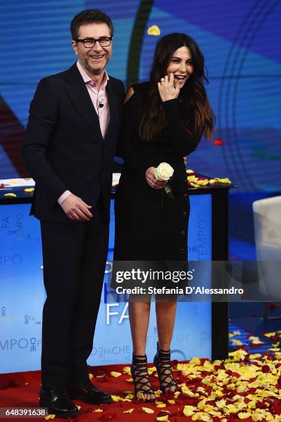 Fabio Fazio and Sabrina Ferilli attend 'Che Tempo Che Fa' Tv Show on March 5, 2017 in Milan, Italy.