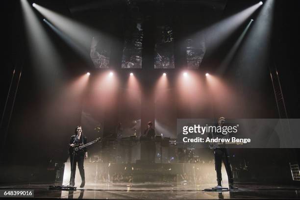 Romy Madley Croft, Jamie XX and Oliver Sim of The XX perform at O2 Apollo Manchester on March 5, 2017 in Manchester, England.
