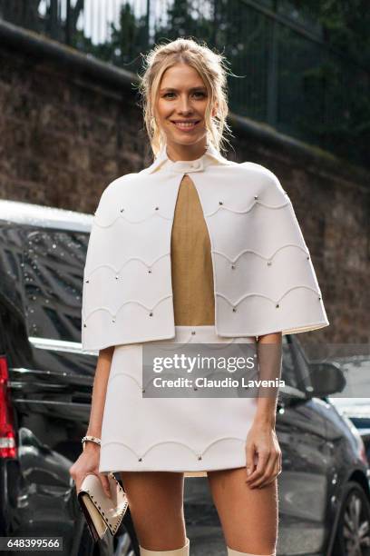 Lena Perminova is seen in the streets of Paris before the Valentino show during Paris Fashion Week Womenswear Fall/Winter 2017/2018 on March 5, 2017...