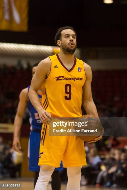 Cameron Jones of the Canton Charge prepares to shoot a free throw against the Westchester Knicks at the Canton Memorial Civic Center on March 5, 2017...