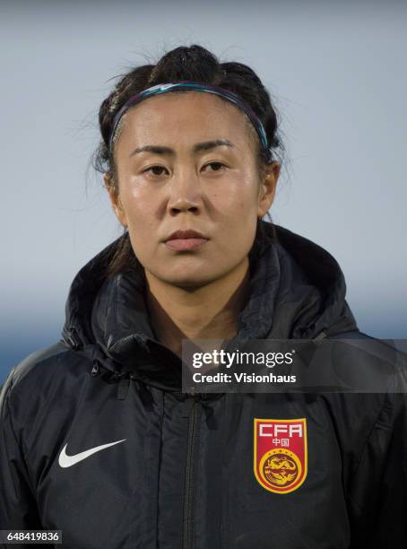 Zhao Rong of China during the Group C 2017 Algarve Cup match between China Women and Sweden Women at the Vila Real de Santo Antonio Sports Complex on...