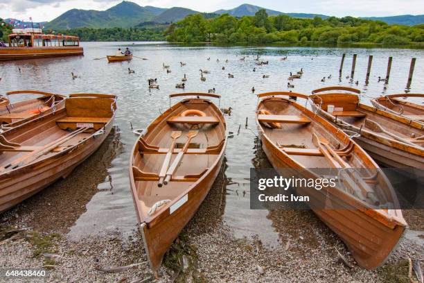 the cruise tour boat, duck, paddle and tourism in lake district, uk - lake windermere stock-fotos und bilder