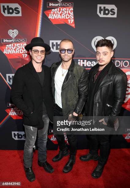 Actors Matthew Lawrence, Joey Lawrence and Andrew Lawrence attend the 2017 iHeartRadio Music Awards which broadcast live on Turner's TBS, TNT, and...