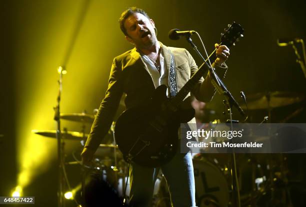 Caleb Followill of Kings of Leon performs during the Okeechobee Music Festival on March 5, 2017 in Okeechobee, Florida.