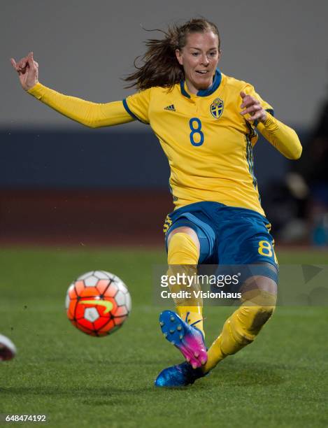 Lotta Schelin of Sweden during the Group C 2017 Algarve Cup match between China Women and Sweden Women at the Vila Real de Santo Antonio Sports...