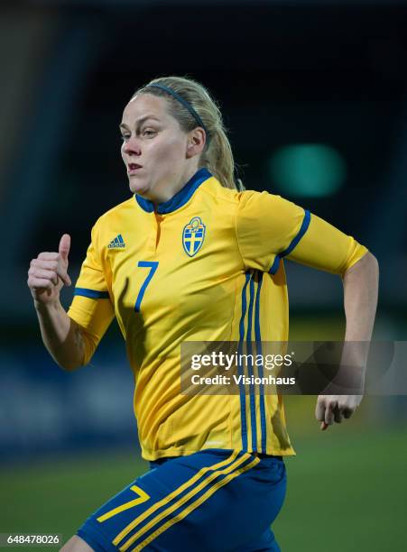 Lisa Dahlkvist of Sweden during the Group C 2017 Algarve Cup match between China Women and Sweden Women at the Vila Real de Santo Antonio Sports...