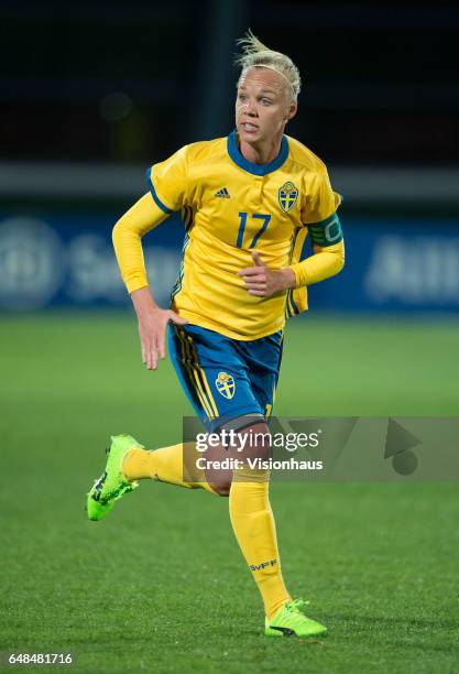 Caroline Seger of Sweden during the Group C 2017 Algarve Cup match between China Women and Sweden Women at the Vila Real de Santo Antonio Sports...