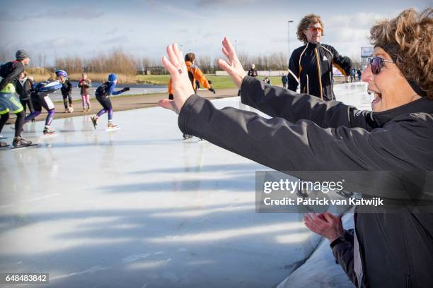 Princess Margriet of The Netherlands at the Hollandse 100 ice skating and cycling fund raising event at Flevonice on March 5, 2017 in Biddinghuizen,...