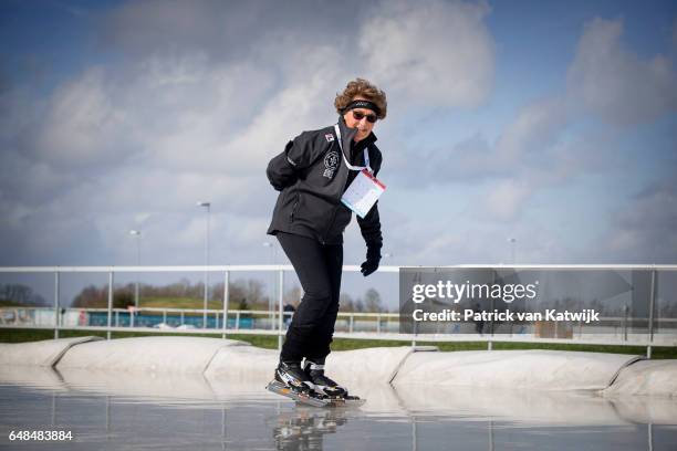 Princess Margriet of The Netherlands at the Hollandse 100 ice skating and cycling fund raising event at Flevonice on March 5, 2017 in Biddinghuizen,...