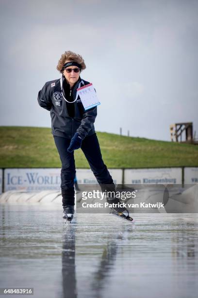Princess Margriet of The Netherlands at the Hollandse 100 ice skating and cycling fund raising event at Flevonice on March 5, 2017 in Biddinghuizen,...
