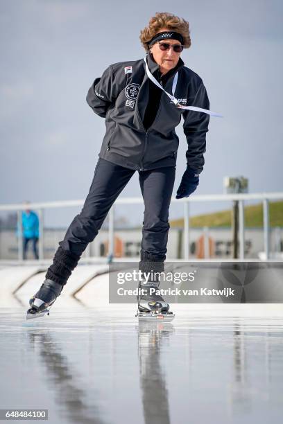 Princess Margriet of The Netherlands at the Hollandse 100 ice skating and cycling fund raising event at Flevonice on March 5, 2017 in Biddinghuizen,...