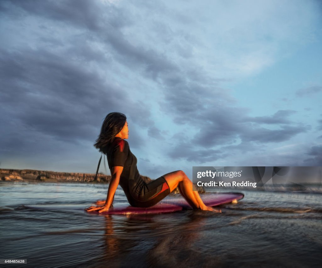 Asian Woman with Surfboard