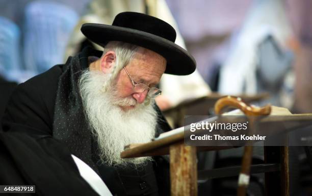 Jerusalem, Israel A Jewish man is praying in a hallway next to the Wailing Wall in the historic city center of Jerusalem on February 08, 2017 in...