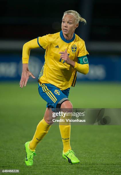 Caroline Seger of Sweden during the Group C 2017 Algarve Cup match between China Women and Sweden Women at the Vila Real de Santo Antonio Sports...