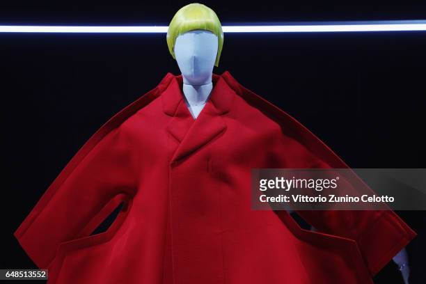 General view of Comme Des Garcons dresses and installation during the "Rei Kawakubo Comme Des Garcons Art Of The In-Between" Presentation as part of...