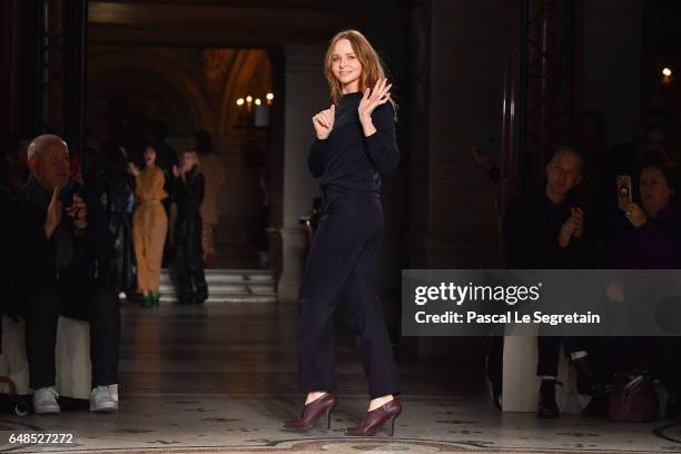 Designer Stella McCartney is seen on the runway during the Stella McCartney show as part of the Paris Fashion Week Womenswear Fall/Winter 2017/2018...