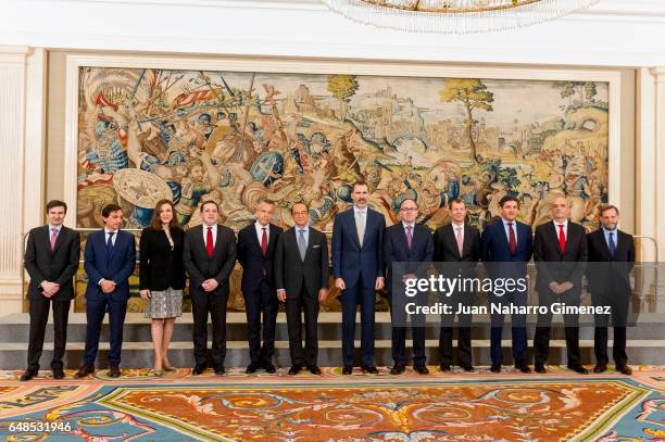 King Felipe VI of Spain receives the representatives of the 'Comite de Direccion de Iberia' at Zarzuela Palace on March 6, 2017 in Madrid, Spain.