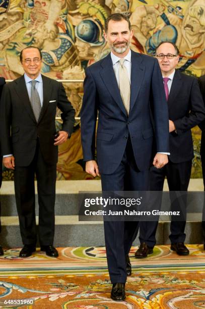 King Felipe VI of Spain receives the representatives of the 'Comite de Direccion de Iberia' at Zarzuela Palace on March 6, 2017 in Madrid, Spain.