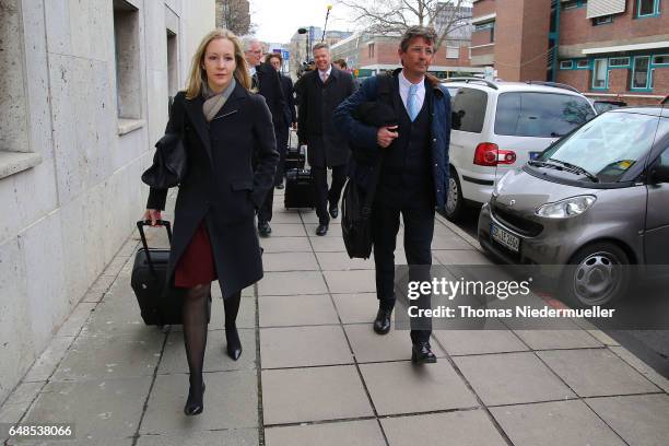 Meike Schlecker daughter of Anton Schlecker, founder of the now bankrupt German drugstore chain Schlecker, leaves the court after the first day of...