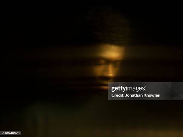 distorted portrait of dark skinned male,reflection - distorted image stock pictures, royalty-free photos & images