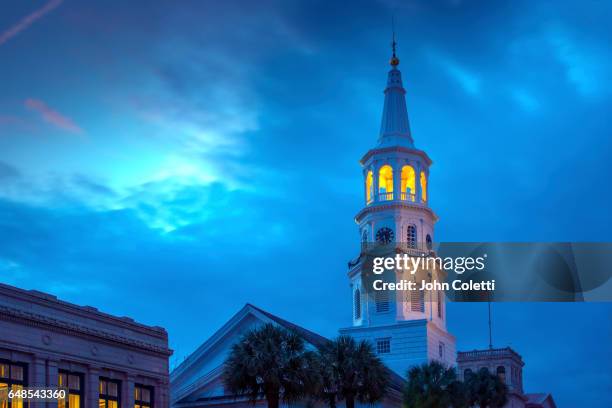 saint michael's episcopal church, charleston, south carolina - steeple stock pictures, royalty-free photos & images
