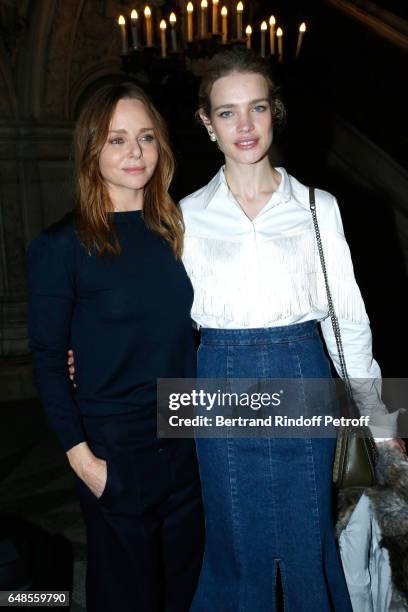 Stylist Stella McCartney and Natalia Vodianova pose after the Stella McCartney show as part of the Paris Fashion Week Womenswear Fall/Winter...