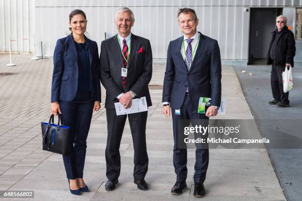 Princess Victoria of Sweden is greeted by Goran Lindstedt and Patric Sjoberg upon her arrival at the inauguration of the 2017 Baltic Sea Future...