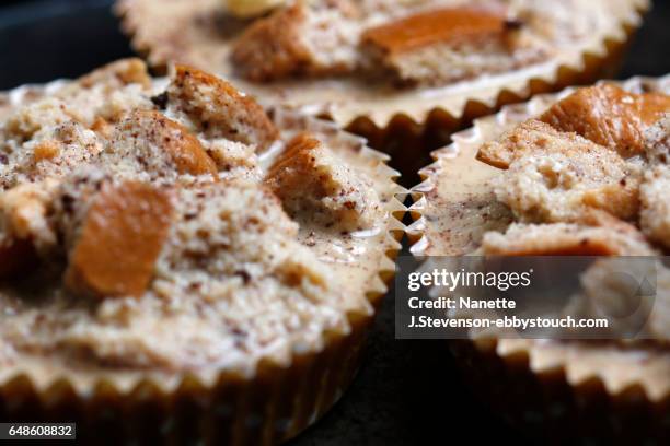 homemade bread pudding uncooked - nanette j stevenson ストックフォトと画像