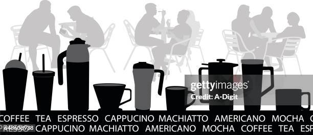 specialty hot drinks - man drinking tea stock illustrations