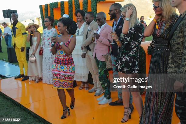 South African media personality and actress Nomzamo Mbatha hosts the 2017 Veuve Clicquot Masters Polo at the Val de Vie Estate on March 04, 2017 in...