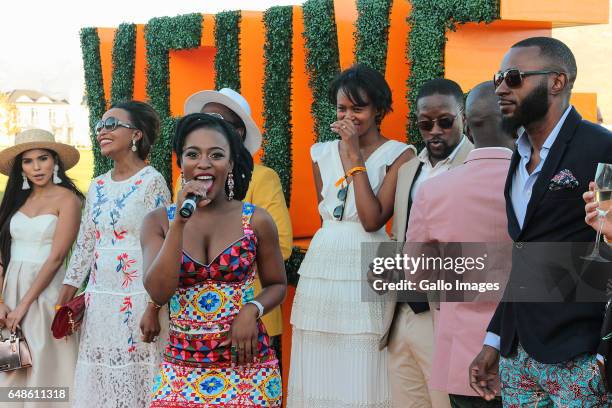 South African media personality and actress Nomzamo Mbatha hosts the 2017 Veuve Clicquot Masters Polo at the Val de Vie Estate on March 04, 2017 in...