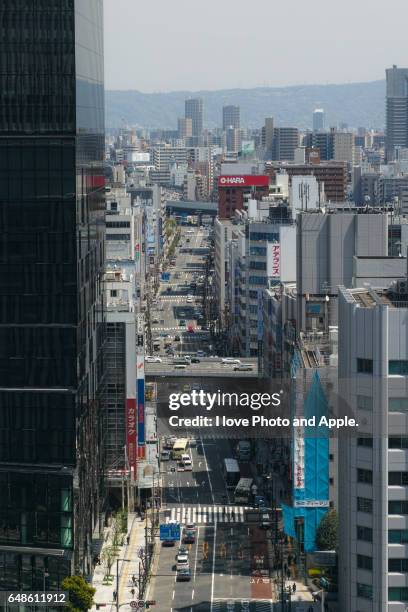 osaka city view - 大阪府 stockfoto's en -beelden
