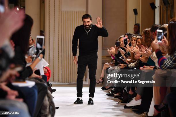 Giambattista Valli walks the runway during the Giambattista Valli show as part of the Paris Fashion Week Womenswear Fall/Winter 2017/2018 on March 6,...