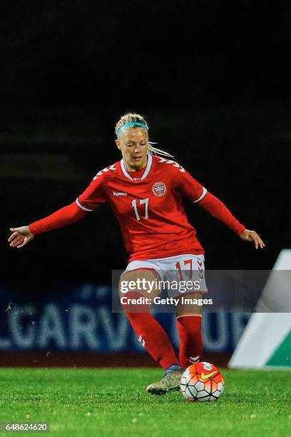 3rd: Line Sigvardsen Jensen of Denmark Women during the match between Portugal v Denmark - Women's Algarve Cup on March 3rd 2017 in Parchal, Portugal.