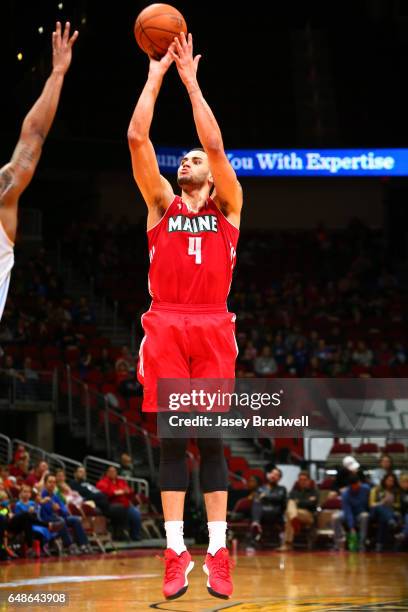 Abdel Nader of the Maine Red Claws shoots a jump-shot against the Iowa Energy in an NBA D-League game on March 5, 2017 at the Wells Fargo Arena in...