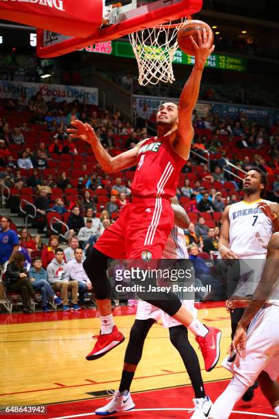 Abdel Nader of the Maine Red Claws goes shoots a layup against the Iowa Energy in an NBA D-League game on March 5, 2017 at the Wells Fargo Arena in...
