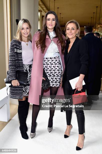 Marie Saldmann, Celia Jaunat and a guest attend the Giambattista Valli show as part of the Paris Fashion Week Womenswear Fall/Winter 2017/2018 on...