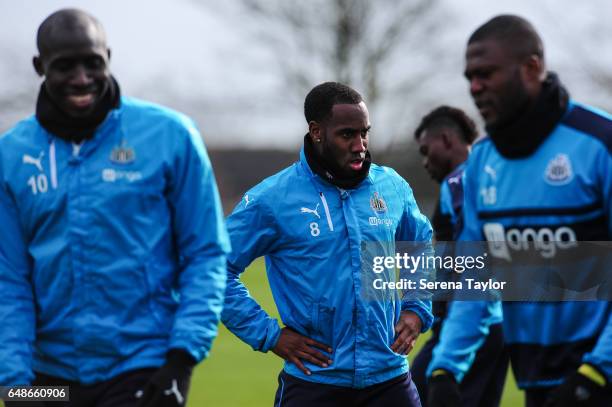 Vurnon Anita stands with his hands on his hips during the Newcastle United Training Session at The Newcastle United Training Centre on March 6, 2017...