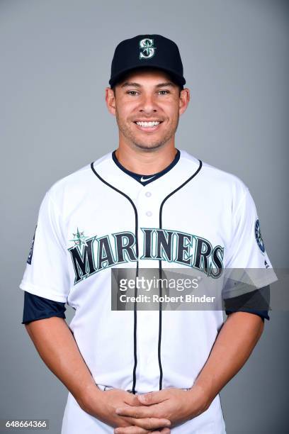 Danny Valencia of the Seattle Mariners poses during Photo Day on Monday, February 20, 2017 at Peoria Sports Complex in Peoria, Arizona.
