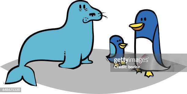 arctic animals - sea lion stock illustrations