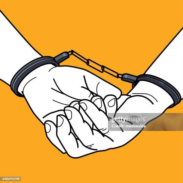 stockillustraties, clipart, cartoons en iconen met handboeien - handcuffs