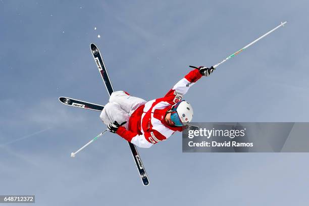 An athlete makes a run during moguls training ahead of FIS Freestyle Ski & Snowboard World Championships 2017 on March 6, 2017 in Sierra Nevada,...