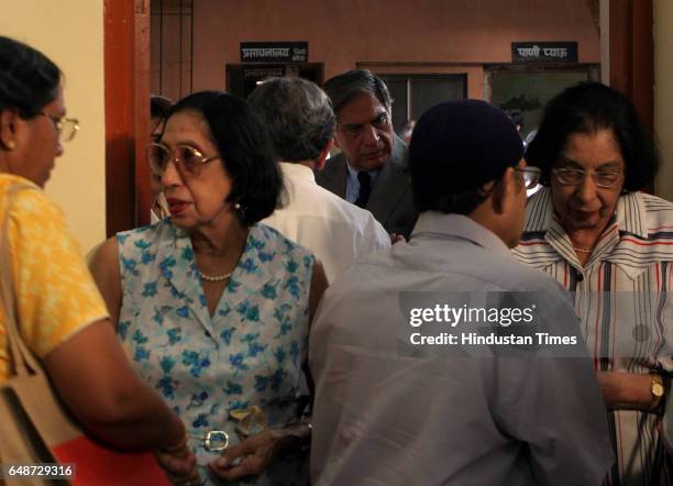 Funeral - Ratan Tata alongside Tata employees during the cremation of Jamshed Jehangir Bhabha at Chandanwadi crematorium on Wednesday