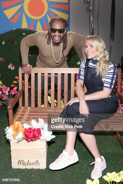 Rapper Lil Jon and actor Busy Philipps behind the scenes of Making with Michaels at Stage THIS on March 2, 2017 in Sun Valley, California.