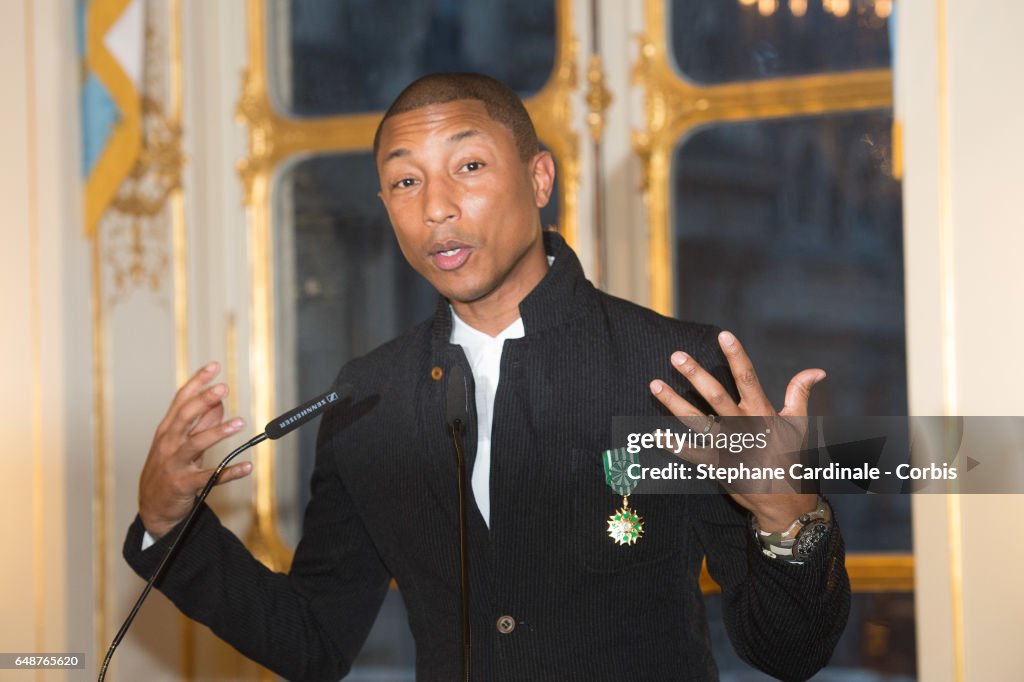 Pharrell Williams Receives The "Officier De L'Ordre des Arts Et Des Lettres" Medal - Paris Fashion Week Womenswear Fall/Winter 2017/2018